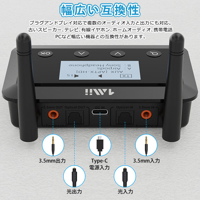 1Mii Bluetooth ディスプレイ搭載 送受信機 b03plus