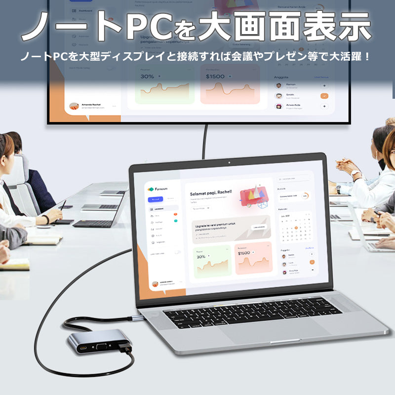 5in1 USB Type-C ハブ 4K HDMI VGA USB 3.0 PD充電 byl2002