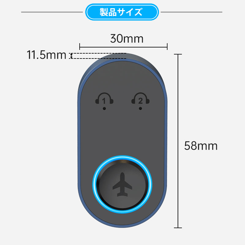 1Mii 飛行機用 Bluetooth5.3 ワイヤレス オーディオ トランスミッター br10p