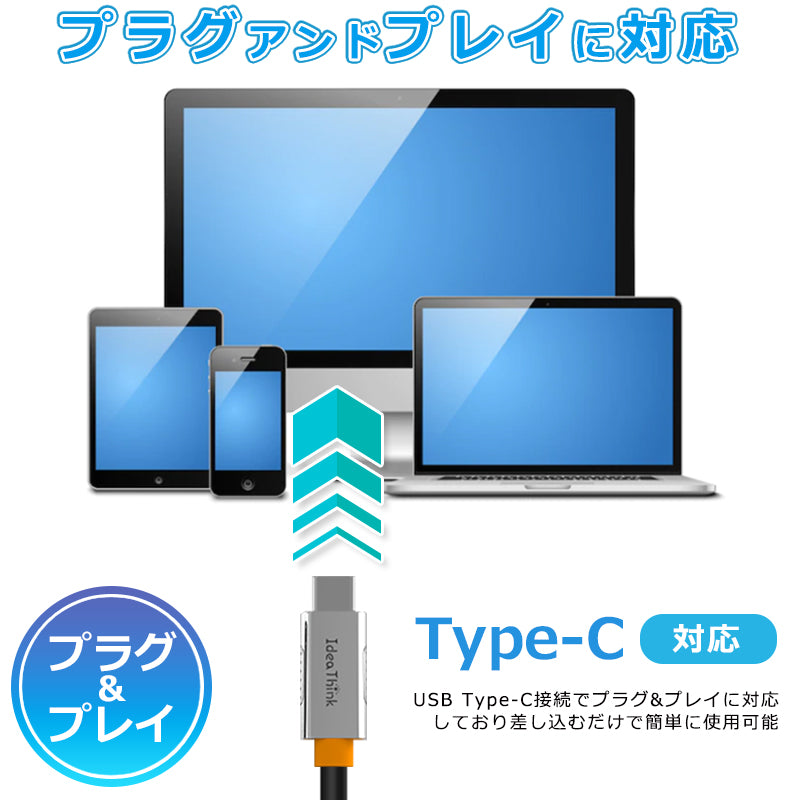 8in1 USB Type-C 透明ハブ 4K HDMI USB3.0 PD対応 LAN ポート SDカード ithub01