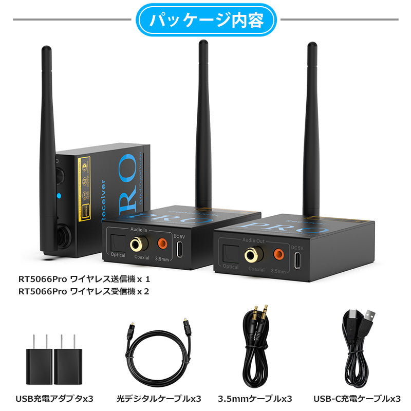 1Mii bluetooth トランスミッター&レシーバー2台 rt5066prom