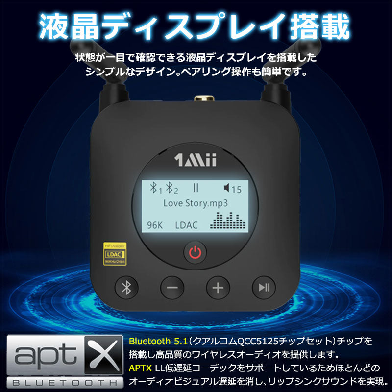 1Mii  LDAC対応 bluetooth5.1 ハイレゾオーディオレシーバー b06proplus