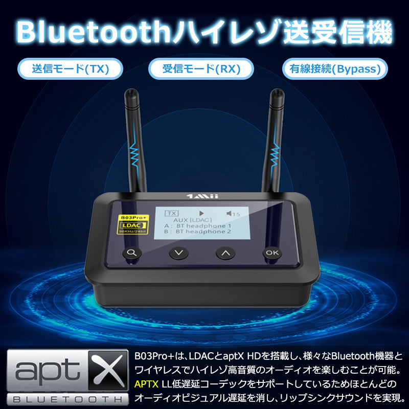 1Mii Bluetooth LDAC ハイレゾディスプレイ搭載 送受信機 b03proplus