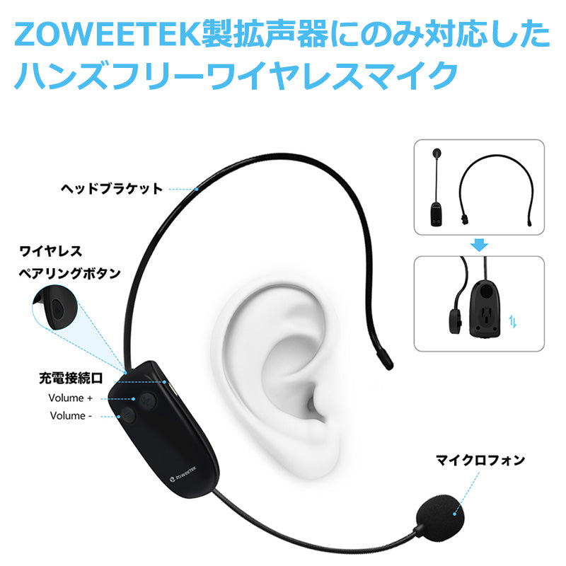 ZOWEETEK製拡声器専用 交換用 ワイヤレスマイク u10