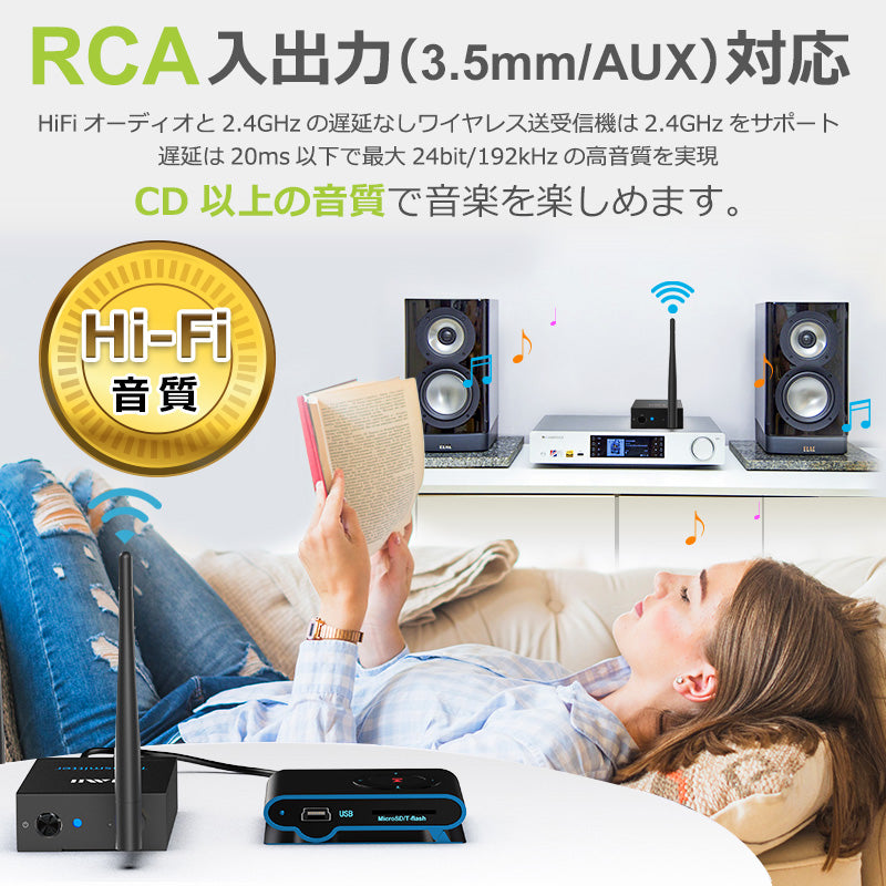 1Mii ワイヤレス RCA トランスミッター&レシーバー rt5066