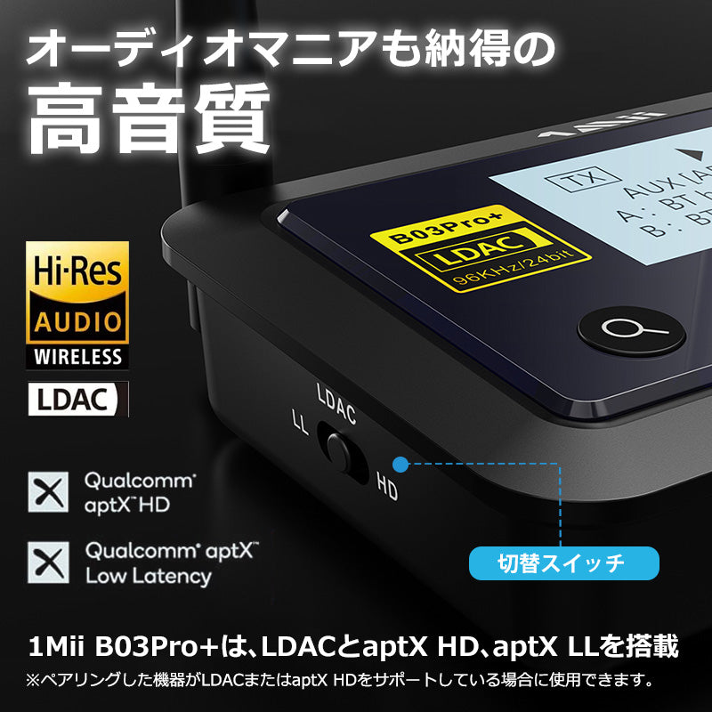 1Mii Bluetooth LDAC ハイレゾディスプレイ搭載 送受信機 b03proplus