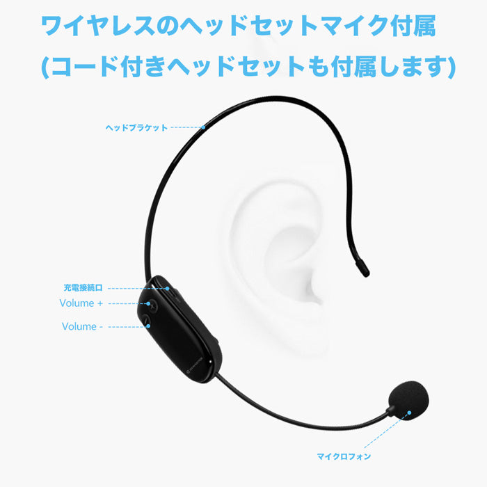 ZOWEETEKハンズフリー ポータブルワイヤレス拡声器スピーカー マイク付 zw-s615