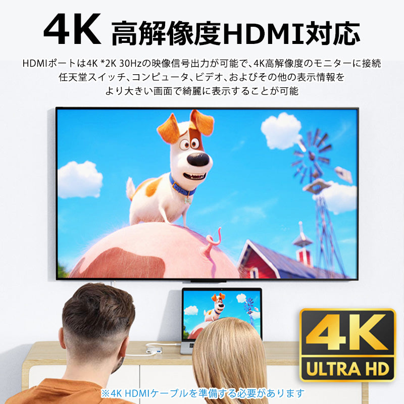 5in1 USB Type-C ハブ 4K HDMI USB3.0 PD充電 ポート byl2008