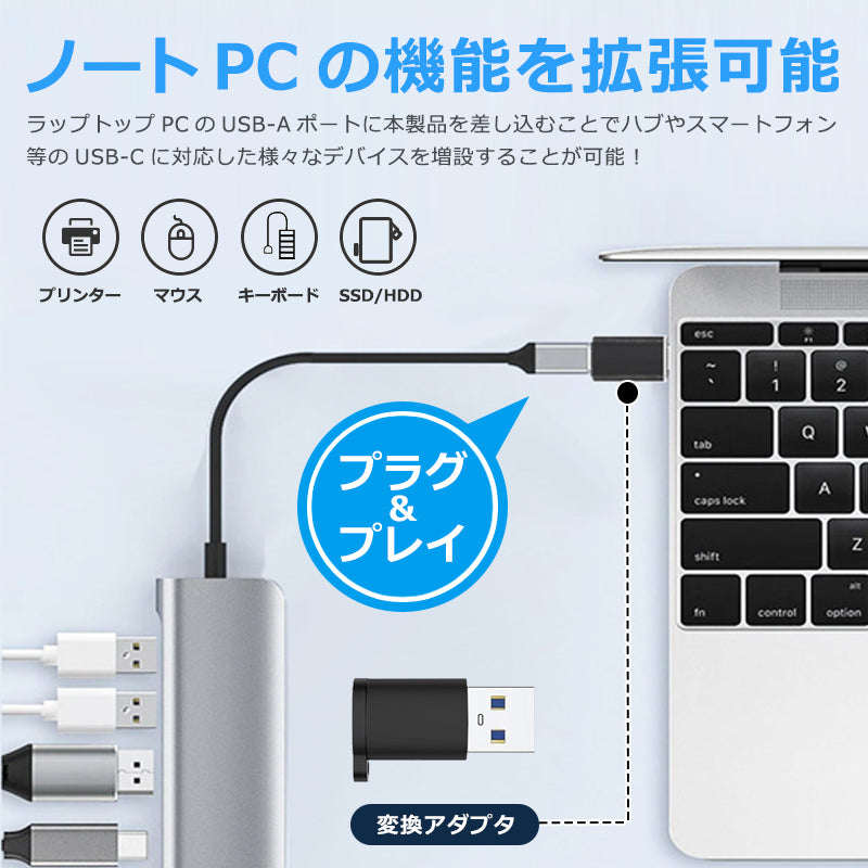 USB-C to USB-A 変換アダプタ USB 3.1対応 idca