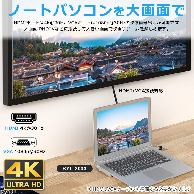 11in1 ノートPC 用USB Type-C 置き型 ドッキングステーション byl2003