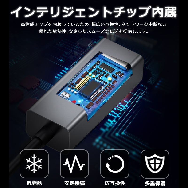 USB C/A両対応 有線LANアダプター 1Gbps byl2207