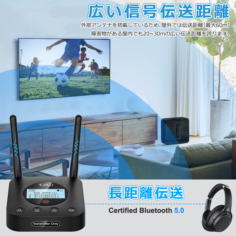 1Mii Bluetooth 5.0 ディスプレイ搭載トランスミッター b06txplus