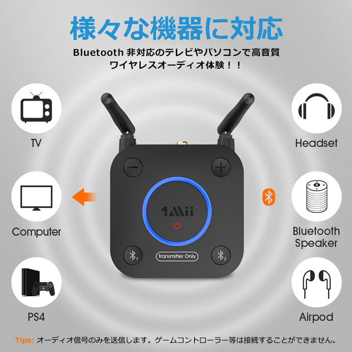 1Mii Bluetooth 5.0 Hi-Fi 3Dサウンド トランスミッター b06tx