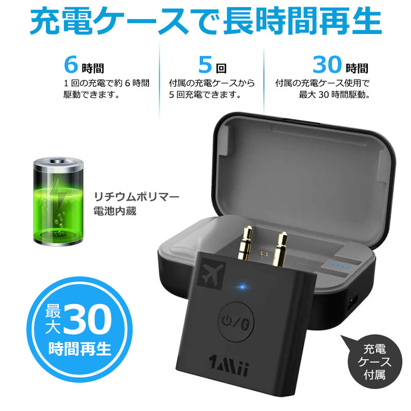 1Mii 飛行機用 Bluetooth ワイヤレス オーディオ トランスミッター b05