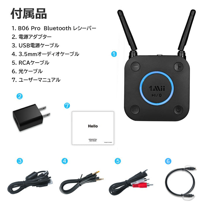 1Mii  bluetooth Hi-Fi 3Dステレオ オーディオレシーバー b06pro