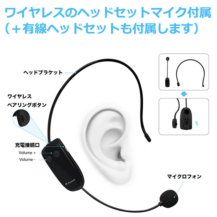 ZOWEETEKハンズフリー Bluetoothポータブル拡声器スピーカー マイク付 zw-s93uhf
