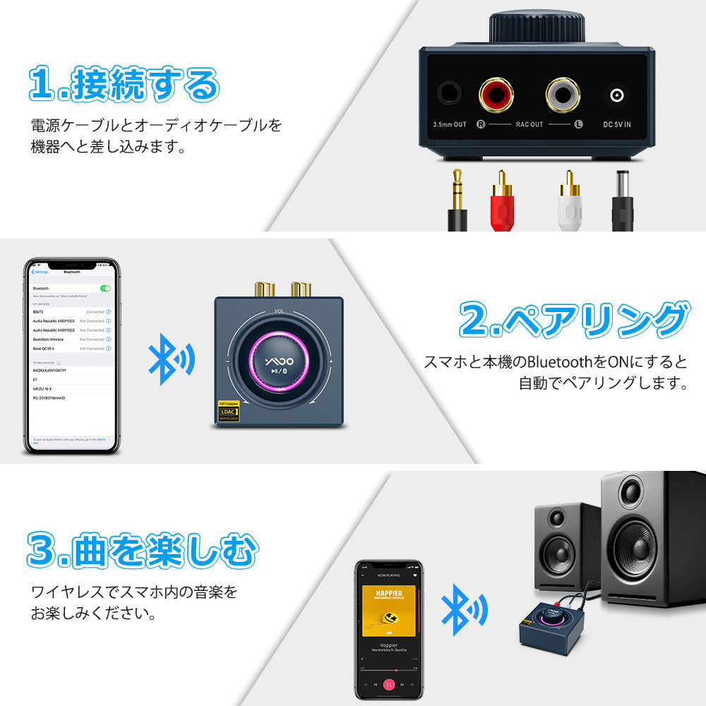 1Mii  LDAC対応 bluetooth5.2 ハイレゾオーディオレシーバー b06t3plus