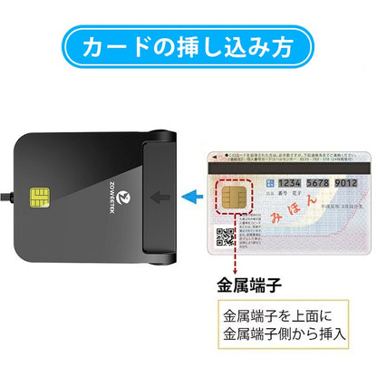 ZOWEETEK ICカードリーダー マイナンバーカード対応 USB-C接続 icr0008c-