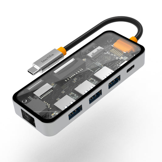 8in1 USB Type-C 透明ハブ 4K HDMI USB3.0 PD対応 LAN ポート SDカード ithub01