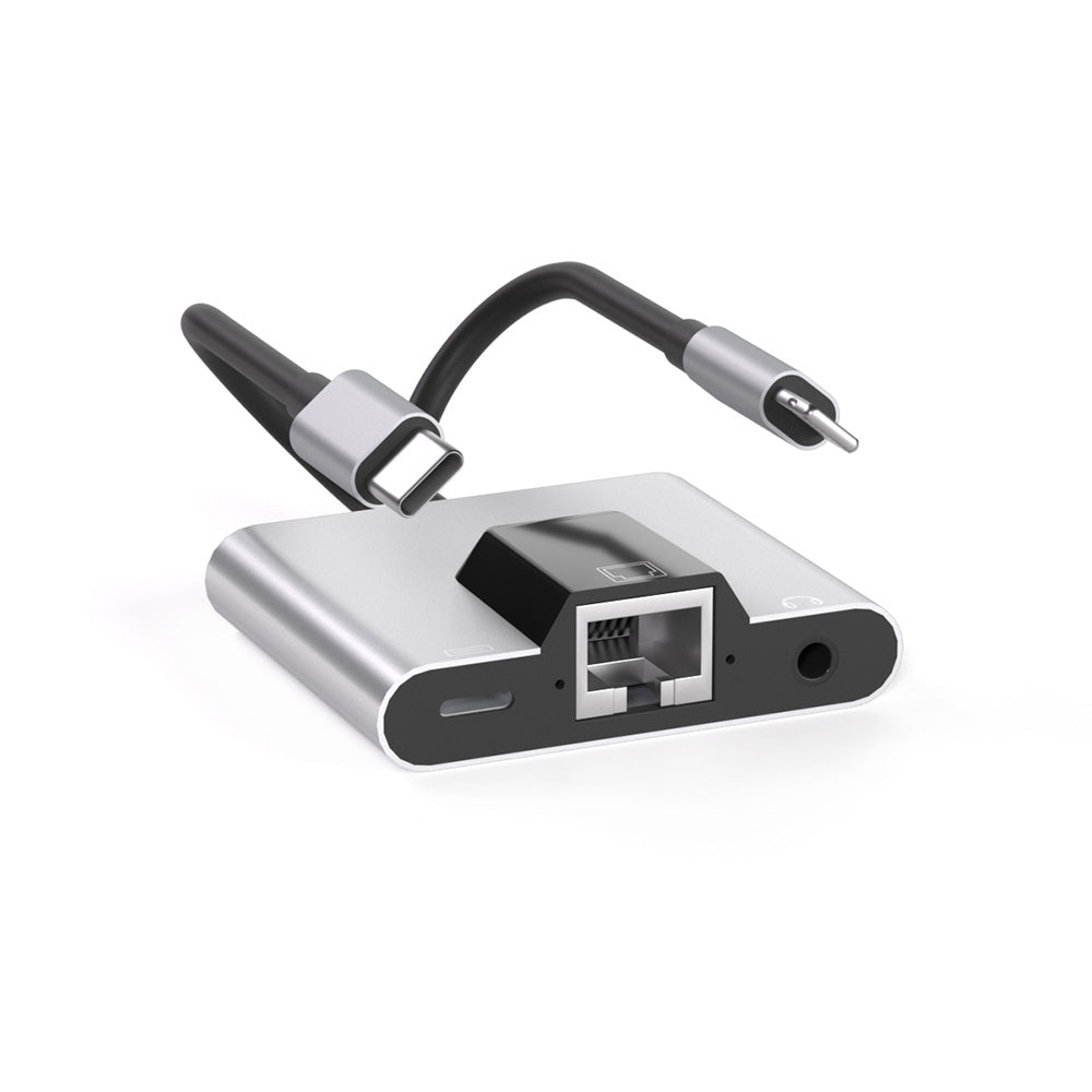 3in1 USB-C lightning 両対応 ハブ LAN 3.5mm 充電 nk1056pro