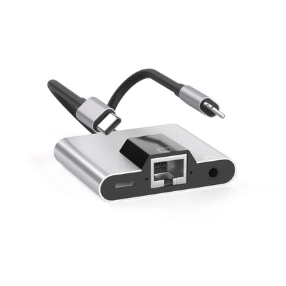 3in1 USB-C lightning 両対応 ハブ LAN 3.5mm 充電 nk1056pro