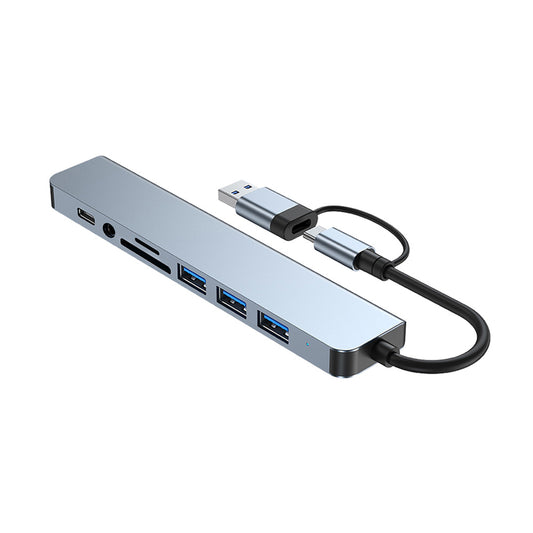 8in1 USB-C USB-A 両対応 ハブ USB3.0 PD対応 LAN ポート 3.5mm SDカードリーダー byl2218tu