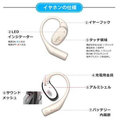 bluetooth5.3 オープンイヤーOWSワイヤレスイヤホン idv49