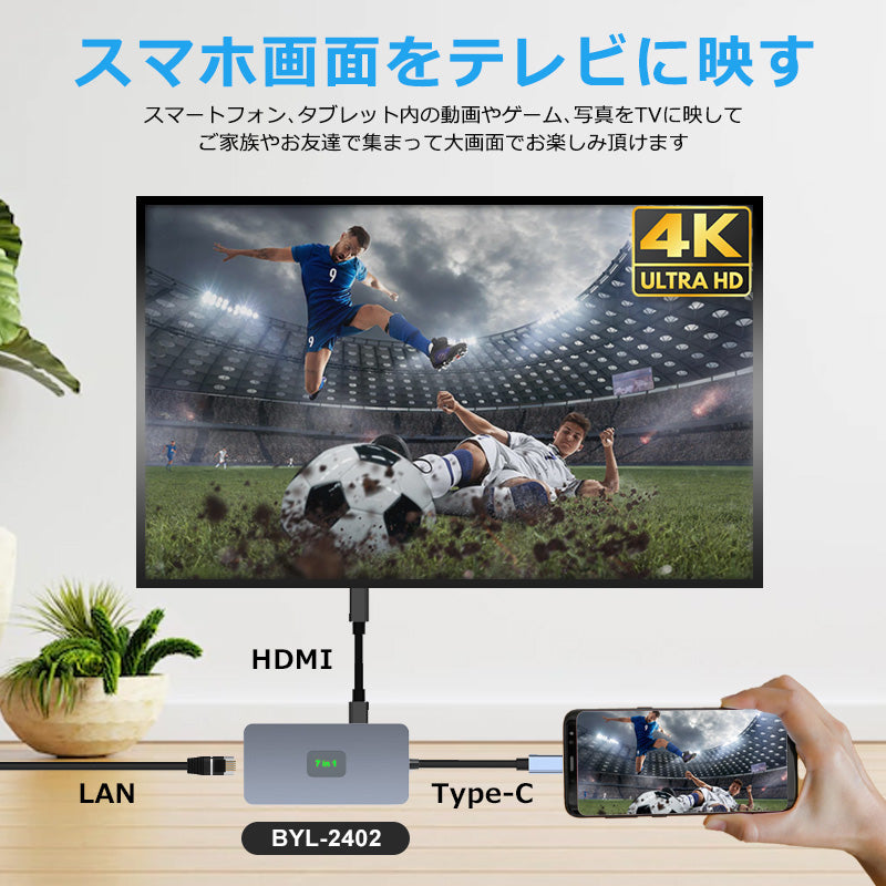 7in1 USB Type-Cハブ 4K HDMI USB3.0 PD対応 LAN ポート BYL2402