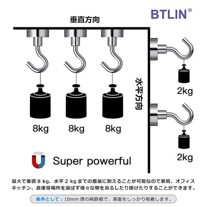 IDETOR製 小型超強力ネオジム磁石 マグネットフック 10個セット mthoz1508
