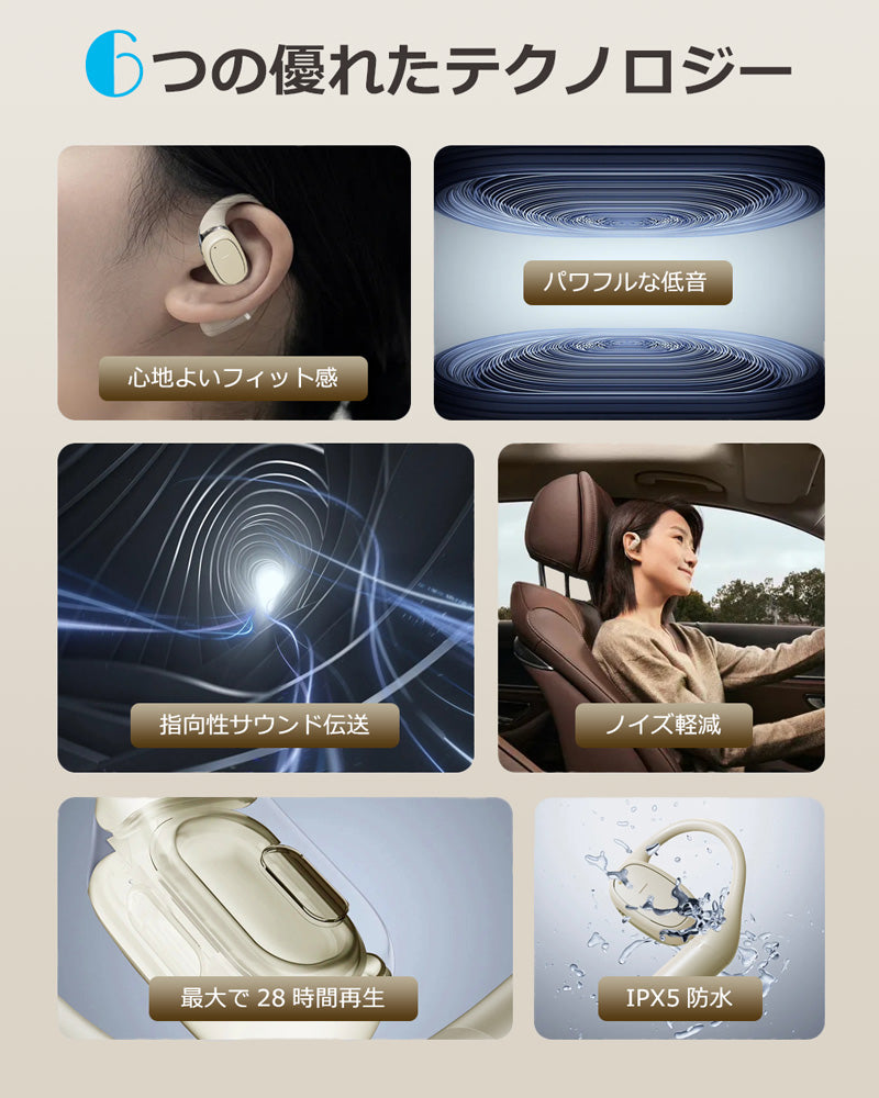 bluetooth5.3 オープンイヤーOWSワイヤレスイヤホン idv1
