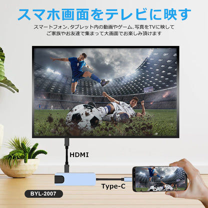 5in1 USB Type-C ハブ 4K HDMI USB3.0 PD対応 LAN ポート BYL-2007