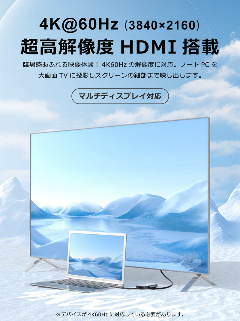 7in1 USB Type-Cハブ 4K HDMI USB3.0 PD対応 LAN ポート BYL2402