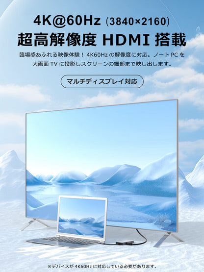 7in1 USB Type-Cハブ 4K HDMI USB3.0 PD対応 LAN ポート BYL2402