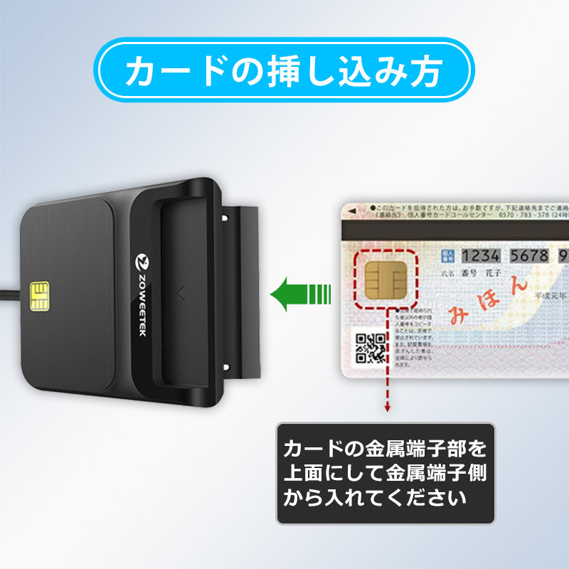 ZOWEETEK ICカードリーダー マイナンバーカード対応 USB-A接続 icr0009