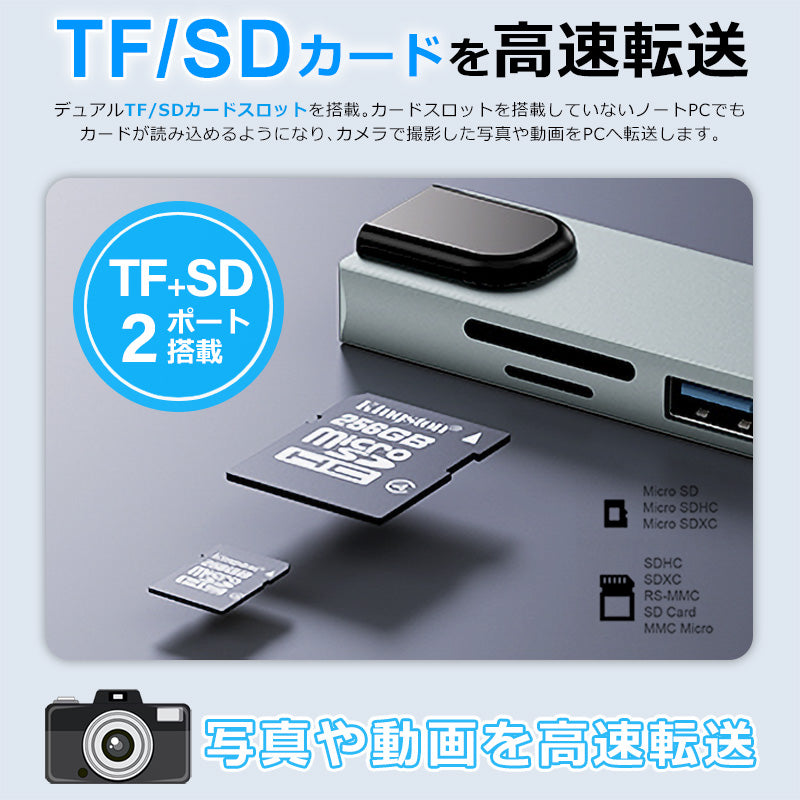 8in1 USB Type-Cハブ 4K HDMI USB3.0 PD LAN ポートSDカード byl2017l