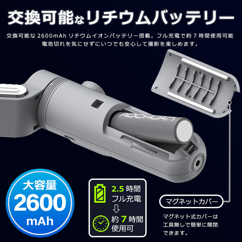 AOCHUAN 360°自動トラッキングBluetoothスタビライザーLEDライト smartx