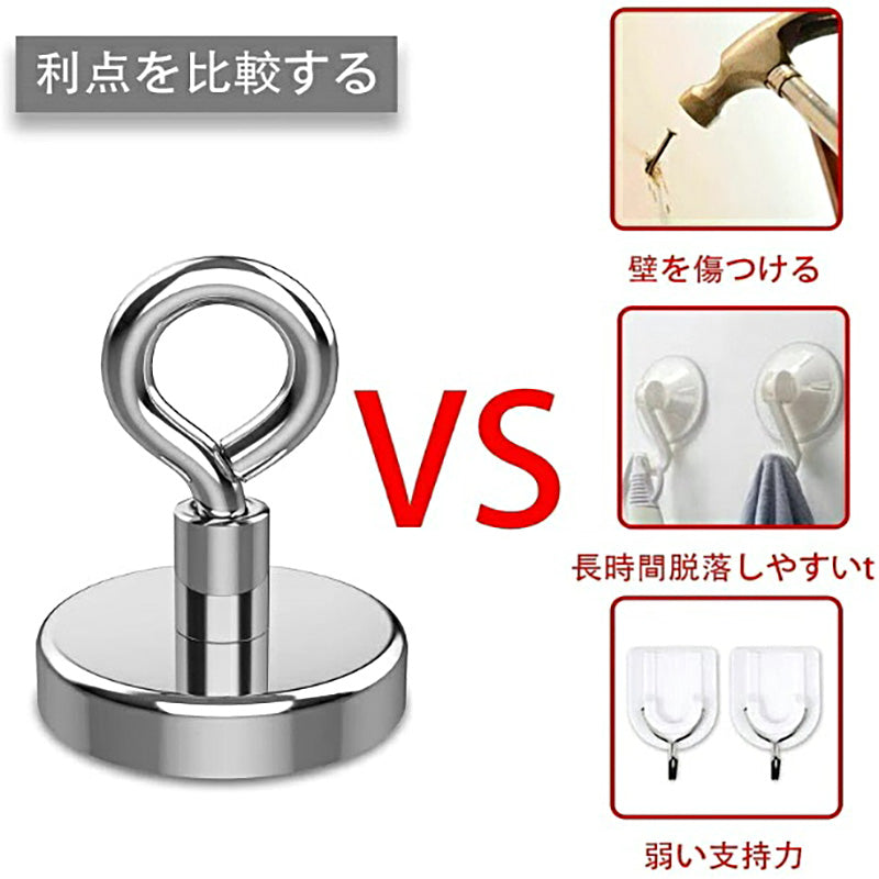 IDETOR製 小型超強力ネオジム磁石 輪形リングフック マグネット 8個セット mthod252
