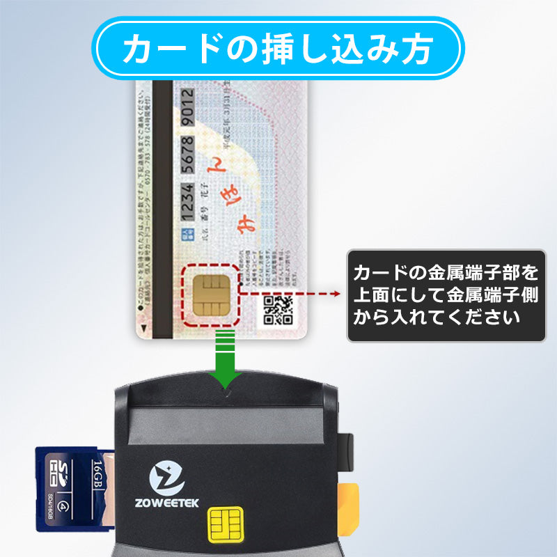 ZOWEETEK スタンド式 ICカードリーダー Micro SDカード対応 icr0007