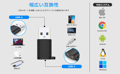 USB-C to USB-A 変換アダプタ USB 3.1対応 idca