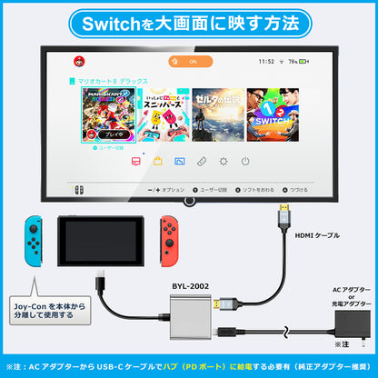 5in1 USB Type-C ハブ 4K HDMI VGA USB 3.0 PD充電 byl2002