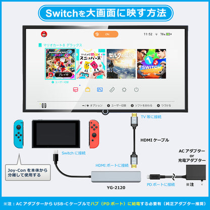 7in1 USB Type-C ハブ 4K HDMI USB3.0 PD対応 SDカードリーダー yg2120